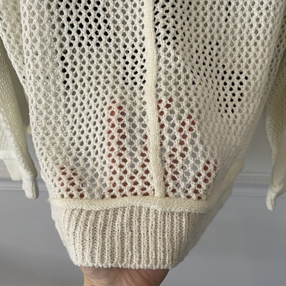 POL Crochet Knit Black White Checkered Sweater Size S Slouchy Boho Grunge Goth - Picture 6 of 10